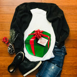 Christmas Gift Box Maternity T-Shirt with Due Date Tag